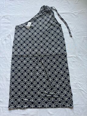 Banana Republic Navy & White One-Shoulder Geometric Dress